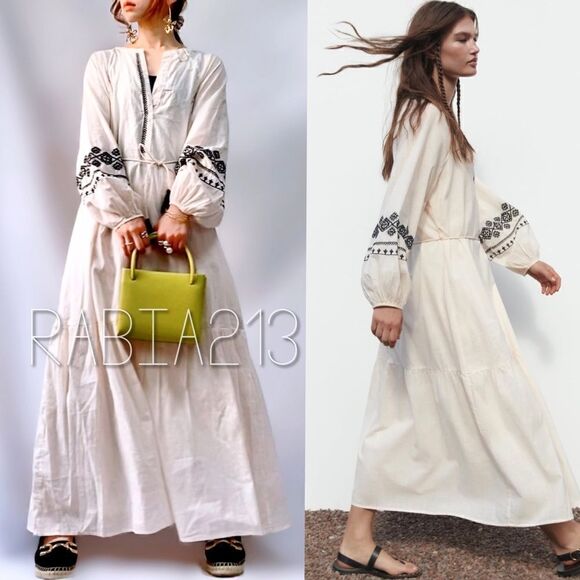 ZARA BOHO EMBROIDERED SHIRT DRESS - Picture 3 of 13